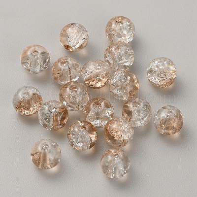 50шт прозрачные стеклянные бусины с кракле GLAA-WH0024-07S-1