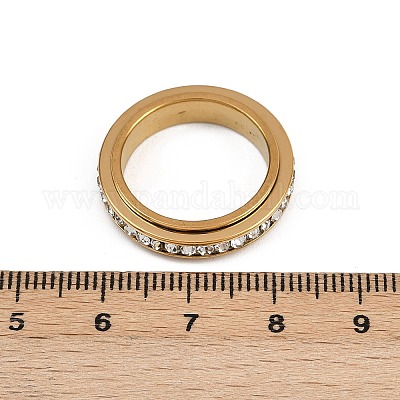 Вращающиеся кольца для пальцев из нержавеющей стали 304 со стразами RJEW-A074-01B-G-1