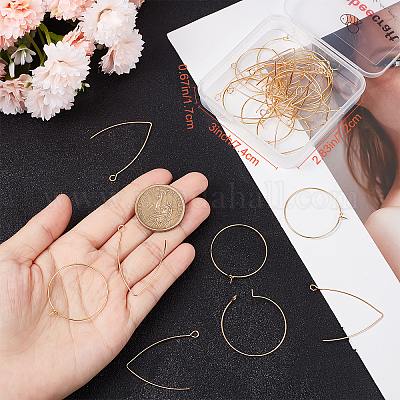 20 шт. латунные крючки для сережек и 20 шт. фурнитура для сережек-колец KK-BBC0005-42-1