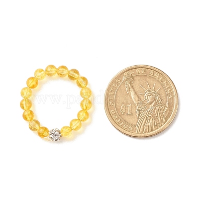 Круглое эластичное кольцо из бисера с драгоценными камнями и хрустальным диско-шаром со стразами для женщин RJEW-JR00454-1