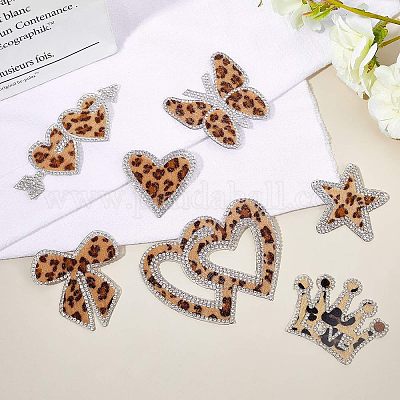 Хрустальные стразы утюг на тканевых заплатках DIY-FG0001-37-1