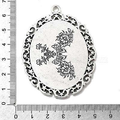 Тибетский стиль сплава сеттинги кабошон большой кулон TIBEP-553-AS-FF-1