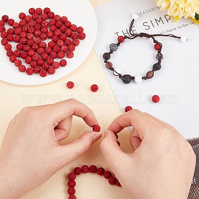 Синтетические бусины из лавы X-G-S277-8mm-12-1