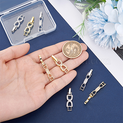 8 шт. 2 стиля застежки для часового ремешка из латуни с прозрачным кубическим цирконием ZIRC-PH0001-47-1