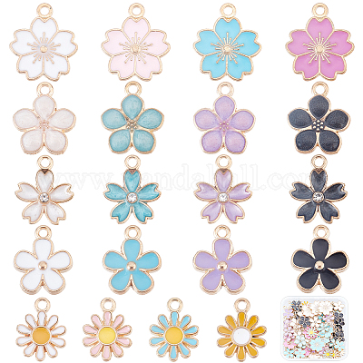 Shop SUNNYCLUE 1 Box 80Pcs 20 Style Enamel Flower Charms Sakura Charm Daisy  Charms for Jewelry Making Rhinestone Cherry Blossom Flower Charms Earrings  Necklace Bracelets Supplies DIY Craft Adult Women for Jewelry
