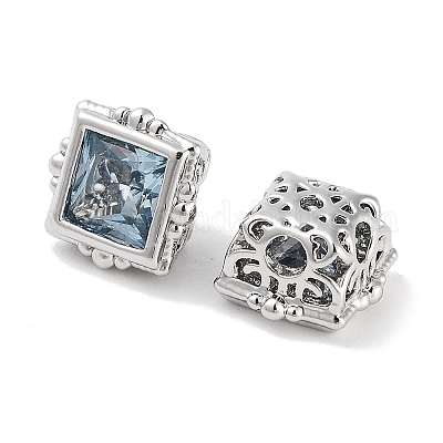 Латунный микро с одинарными светло-голубыми бусинами из циркония KK-C051-31P-1