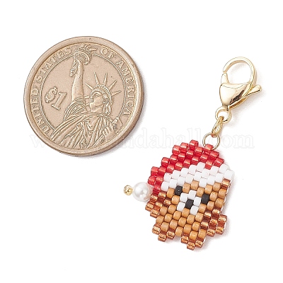 Подвесные украшения из стеклянных бусинок на рождественскую тематику HJEW-MZ00341-05-1