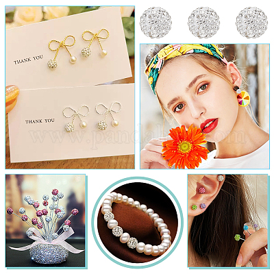 60 шт. бусины из полимерной глины со стразами RB-NB0001-24-1