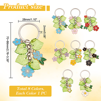 Брелок с подвеской в форме цветка и пластикового листа из сплава эмали KEYC-AB00049-1