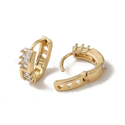 Серьги-кольца из латуни с микропаве из кубического циркония EJEW-L271-03KCG-02-1