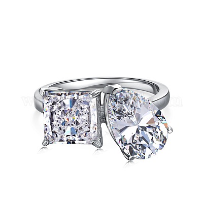 Кольца для женщин из стерлингового серебра с квадратной и каплевидной огранкой RJEW-F168-01P-1