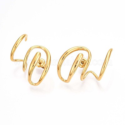 Серьги-гвоздики из нержавеющей стали 304 с закрученной проволокой EJEW-I286-05G-1