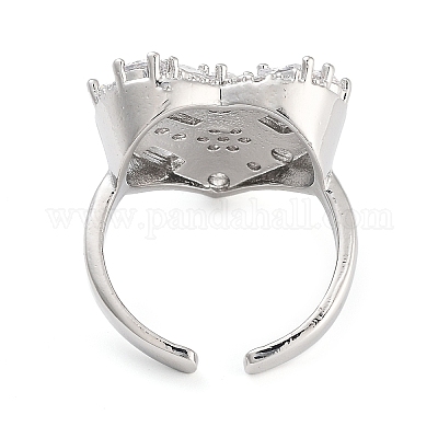 Кольца из латуни с микро-паве и кубическим цирконием в форме сердца RJEW-C080-05P-1