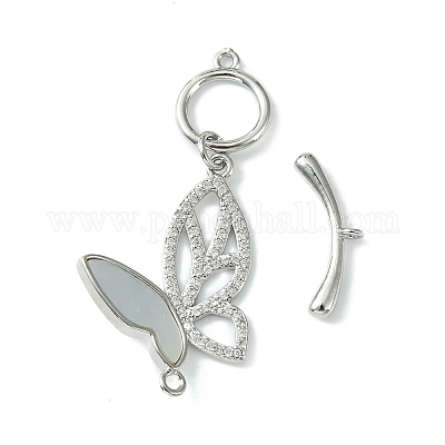 Реечное покрытие латунь микро паве кубический цирконий застежки-тоггл KK-K165-41P-1