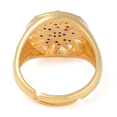 Солнце с глазом латунные микропаве прозрачные кубические цирконии регулируемые кольца для женщин RJEW-Q819-15G-1