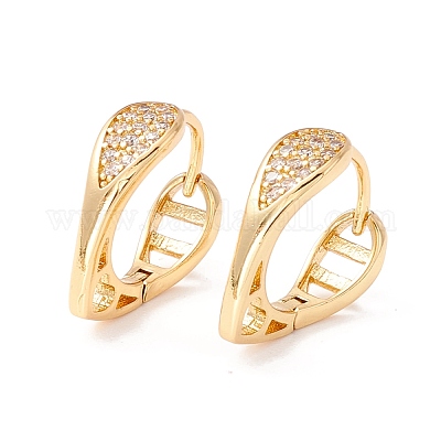 Серьги-кольца с кубическим цирконием в форме сердца EJEW-I260-11G-NR-1