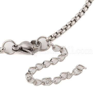 Некорневая вакуумная гальванизация 304 нержавеющая сталь кольцо кулон ожерелья NJEW-N055-22B-P-1