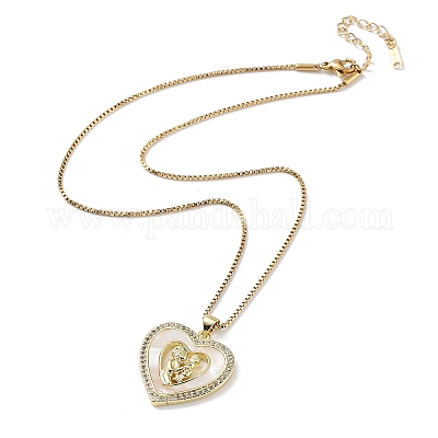Ожерелья с подвеской из латуни с микро паве на День матери и прозрачным кубическим цирконием NJEW-G126-01B-1