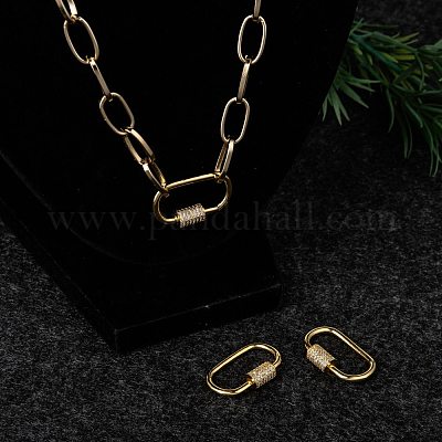 Латунь микропаве кубический цирконий винт карабин подвески с замком ZIRC-F105-03G-1