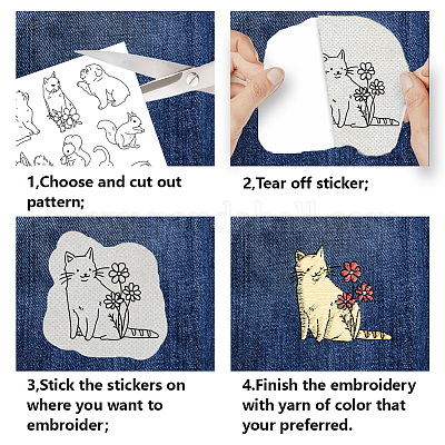 4 лист 11.6x8.2-дюймовых рисунков вышивки палочками и стежками DIY-WH0455-122-1