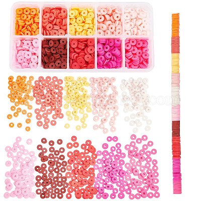Wholesale SUNNYCLUE 2700Pcs 10 Colors Flat Round Eco-Friendly Handmade  Polymer Clay Beads 