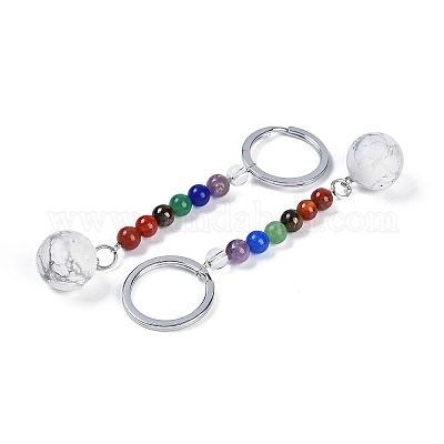 Брелок из натурального хаулита с круглыми бусинами G-H076-01P-11-1