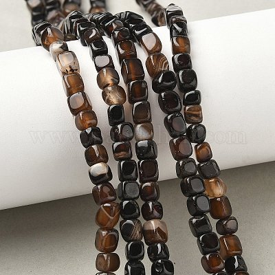 Нити бусин из натурального агата с прожилками дракона (окрашенные и нагретые) G-G177-E13-03-1