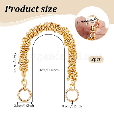 Ручки для сумок из цинкового сплава с витыми кольцами и цепочкой FIND-WH0436-47G-1