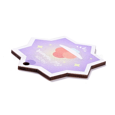 Деревянные подвески на тему Ид Мубарак WOOD-C011-04-1