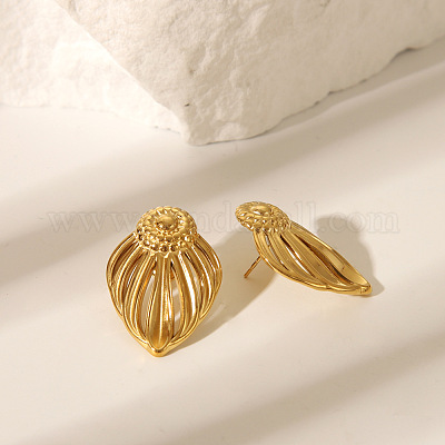 Женские серьги-гвоздики из нержавеющей стали 304 в форме листа во французском стиле YL4840-3-1