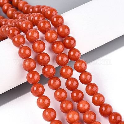 Нити круглых бусин из натурального окрашенного нефрита машан G-T139-8mm-67C-1