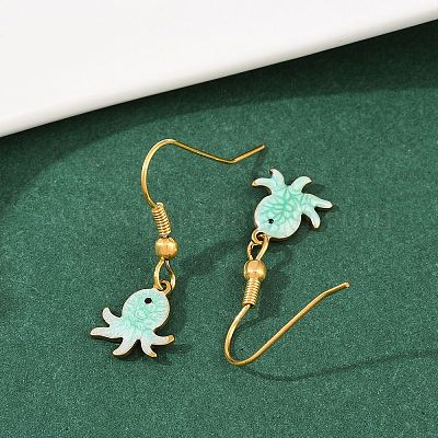 Серьги-подвески из нержавеющей стали 304 серии Ocean EJEW-K017-01D-G-1