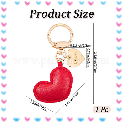 1шт брелок в форме сердца из искусственной кожи KEYC-CL0001-14D-1