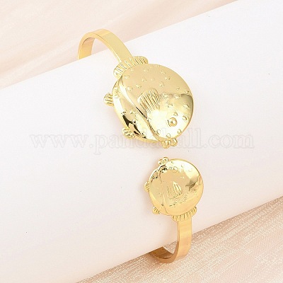 Браслеты-манжеты из латуни с морскими организмами для женщин BJEW-D368-03B-G-1