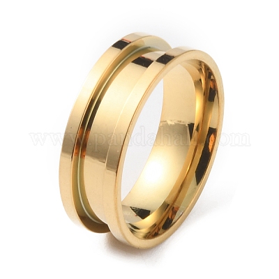 Кольцо для пальца из нержавеющей стали 201 с рифлением RJEW-WH0004-32F-G-1