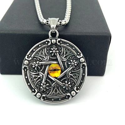 Европейские ожерелья из нержавеющей стали с подвеской в виде желтой звезды от сглаза для мужчин YW2402-1