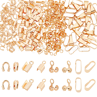 240 шт. 4-х стилевые латунные складные обжимные наконечники KK-PH0003-63-1