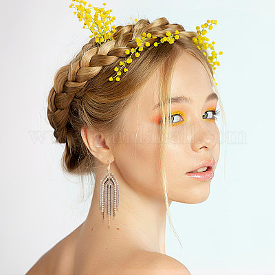 2 пара двухцветных серег-кисточек с натуральным жемчугом и стразами EJEW-AN0004-23-1