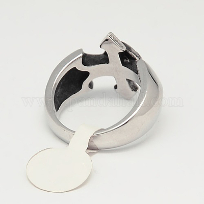 Уникальные ретро мужские украшения на Хэллоуин кольца с черепами из нержавеющей стали 304 RJEW-F006-315-1