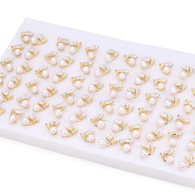 Серьги-гвоздики из натурального жемчуга из латуни PEAR-N020-06T-1