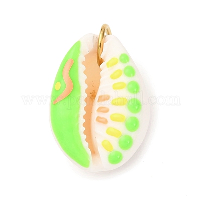 Кулоны с натуральными ракушками каури с принтом STAS-Z168-03G-03-1