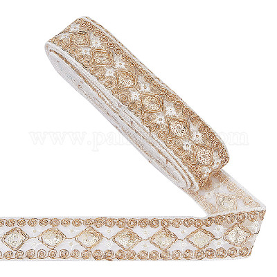 Кружевная отделка из полиэстера с ромбической вышивкой OCOR-WH0090-84B-1