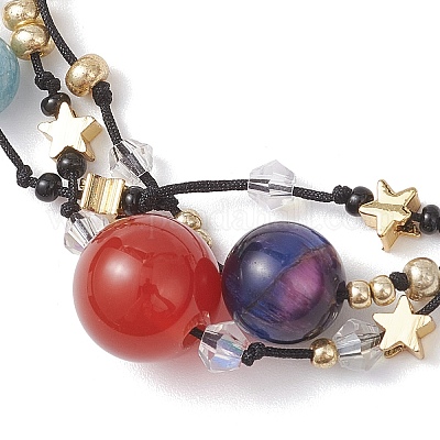 Многорядные регулируемые браслеты из натурального сердолика BJEW-MZ00238-02-1