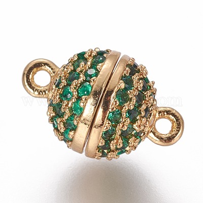 Магнитные застежки из латуни с цирконием и микропаве с петлями ZIRC-L075-49A-1