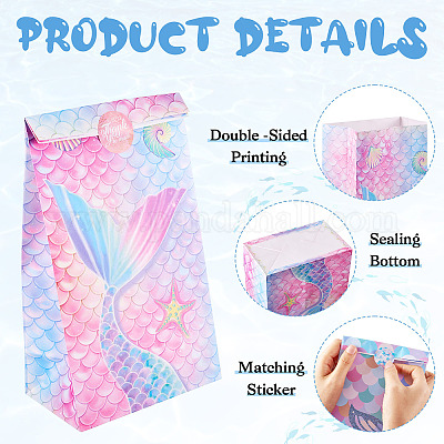 12 шт. 3 стильных складных бумажных подарочных пакета для конфет с принтом хвоста русалки ABAG-TA0001-34-1
