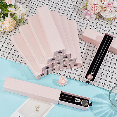 Прямоугольный бумажный ящик для хранения ожерелий подарок кейс CON-WH0095-128A-1