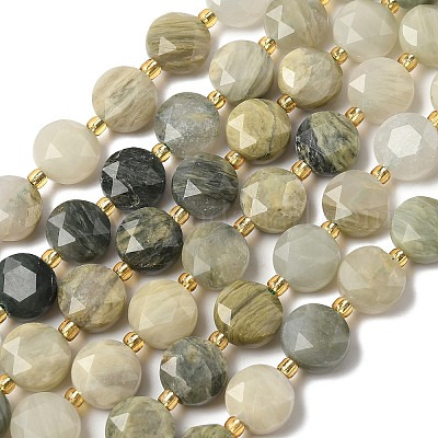 Нити бусин из натурального зеленого рутилированного кварца G-C116-A145-01-1