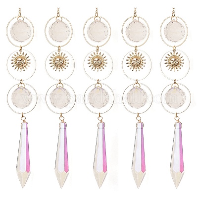 Ab цветное покрытие хрустальный конус большие подвесные украшения HJEW-JM00832-1