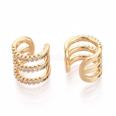 Латунные серьги-манжеты из прозрачного кубического циркония EJEW-T047-86G-1