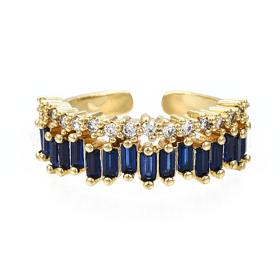 Прямоугольное открытое кольцо-манжета из кубического циркония RJEW-N037-008-1